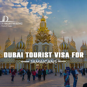 Dubai tourist visa for Jamaican citizens with Dubai skyline travel theme