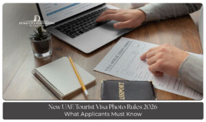 UAE Tourist Visa Photo Rules with photo size, white background requirements, image format, and visa photo guidelines