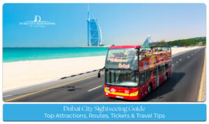Panoramic view of Dubai’s iconic landmarks, modern skyline, and top tourist attractions.
