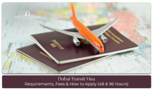 Traveler at Dubai International Airport reviewing transit visa requirements before a UAE stopover.