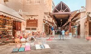 Visitors exploring traditional Dubai markets with spices, gold, and local products