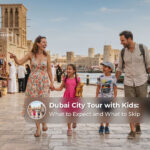 Dubai city tour with kids exploring popular attractions and family-friendly sights.
