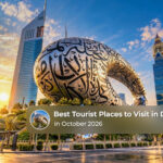 Visitors exploring Dubai landmarks, outdoor attractions, and seasonal experiences in October 2026.