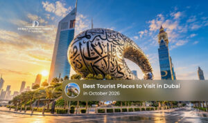 Visitors exploring Dubai landmarks, outdoor attractions, and seasonal experiences in October 2026.