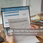 Traveller preparing Dubai visa documents for an October 2026 long weekend getaway.