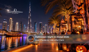 Halloween night in Dubai 2026 featuring spooky attractions, themed parties, desert experiences and after-dark entertainment